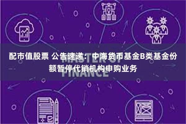 配市值股票 公告速递：中海货币基金B类基金份额暂停代销机构申购业务